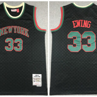 Men's New Yok Knicks #33 Patrick Ewing Black Throwback Stitched Jersey