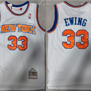 Men's New Yok Knicks #33 Patrick Ewing White Throwback Stitched Jersey