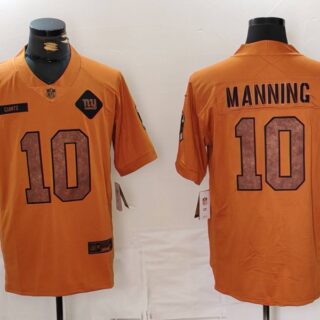 Men's New York Giants #10 Eli Manning 2023 Brown Salute To Service Limited Stitched Football Jersey