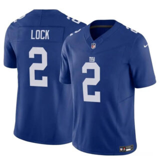 Men's New York Giants #2 Drew Lock Blue 2023 F.U.S.E. Vapor Untouchable Limited Stitched Jersey