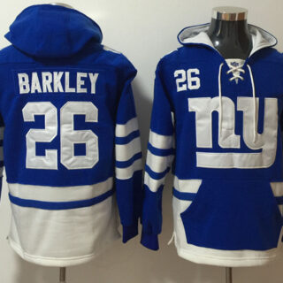 Men's New York Giants #26 Saquon Barkley Blue Ageless Must-Have Lace-Up Pullover Hoodie