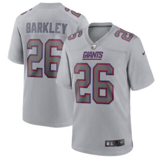 Men's New York Giants #26 Saquon Barkley Grey Atmosphere Fashion Stitched Game Jersey