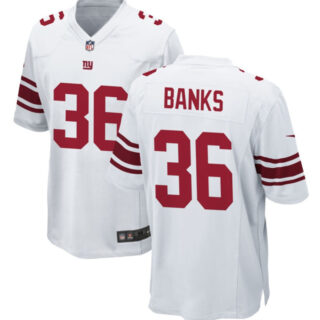Men's New York Giants #36 Deonte Banks White 2023 Draft Stitched Game Jersey