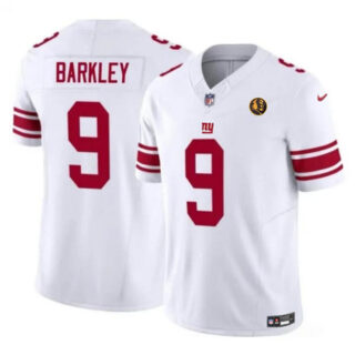 Men's New York Giants #9 Matt Barkley White 2023 F.U.S.E. With John Madden Patch Vapor Limited Stitched Football Jersey