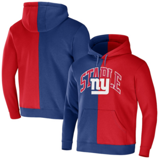 Men's New York Giants Blue Red Split Logo Pullover Hoodie