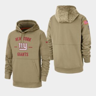 Men's New York Giants Tan 2019 Salute to Service Sideline Therma Pullover Hoodie