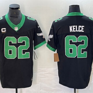Men's Philadelphia Eagles #62 Jason Kelce Black 2023 F.U.S.E. With 4-Star C Patch And John Vapor Limited Stitched Football Jersey