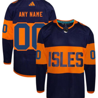 Men's New York Islanders Custom Navy 2024 Stadium Series Stitched Jersey