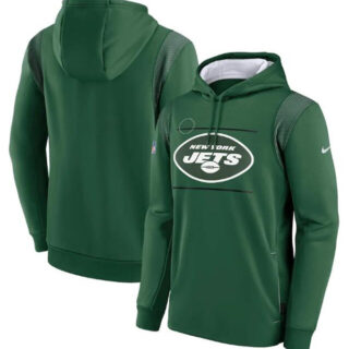 Men's New York Jets 2021 Green Sideline Logo Performance Pullover Hoodie