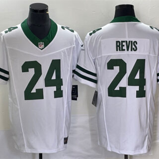 Men's New York Jets #24 Darrelle Revis White 2023 F.U.S.E. Vapor Limited Throwback Stitched Football Jersey