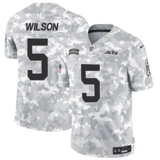 Men's New York Jets #5 Garrett Wilson 2024 F.U.S.E Arctic Camo Salute To Service Limited Stitched Football Jersey