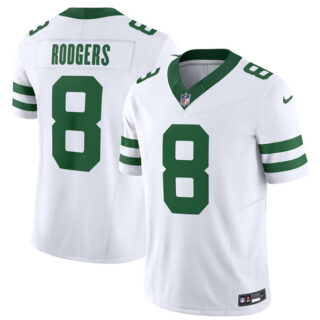 Men's New York Jets #8 Aaron Rodgers White 2023 F.U.S.E. Vapor Limited Throwback Stitched Football Jersey