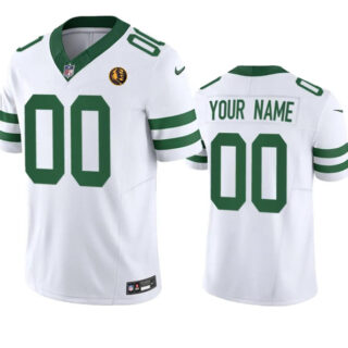 Men's New York Jets Active Player Custom White 2023 F.U.S.E. Throwback With John Madden Patch Vapor Limited Stitched Football Jersey