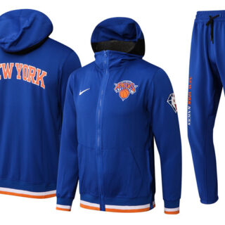 Men's New York Knicks 75th Anniversary Royal Performance Showtime Full-Zip Hoodie Jacket And Pants Suit