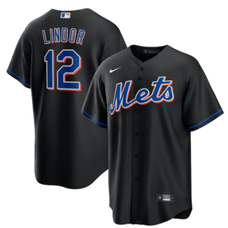 Men's New York Mets #12 Francisco Lindor 2022 Black Cool Base Stitched Baseball Jersey