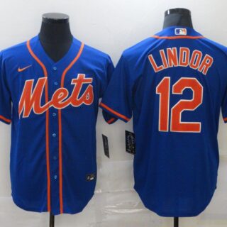 Men's New York Mets #12 Francisco Lindor Blue Stitched MLB Cool Base Nike Jersey