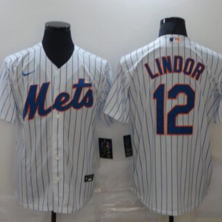 Men's New York Mets #12 Francisco Lindor White Stitched MLB Cool Base Nike Jersey
