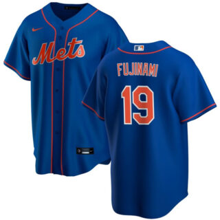 Men's New York Mets #19 Shintaro Fujinami Blue Cool Base Stitched Baseball Jersey