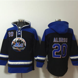 Men's New York Mets #20 Pete Alonso Black Blue Ageless Must-Have Lace-Up Pullover Hoodie