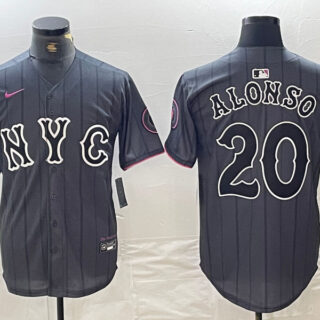 Men's New York Mets #20 Pete Alonso Graphite 2024 City Connect Limited Stitched Baseball Jersey