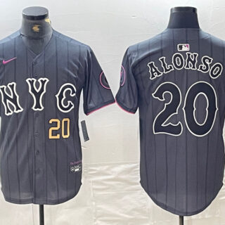 Men's New York Mets #20 Pete Alonso Graphite 2024 City Connect Limited Stitched Baseball Jerseys