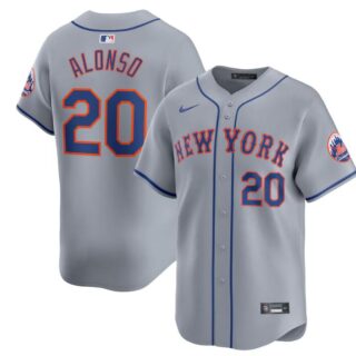 Men's New York Mets #20 Pete Alonso Grey 2024 Away Limited Stitched Baseball Jersey