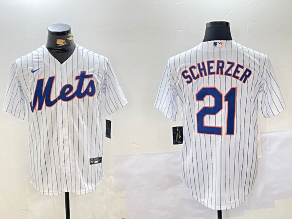 Men's New York Mets #21 Max Scherzer White Cool Base Stitched Baseball Jerseys