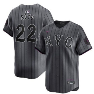 Men's New York Mets #22 Juan Soto Graphite 2024 City Connect Limited Stitched Baseball Jersey