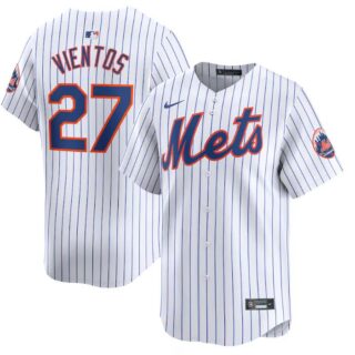 Men's New York Mets #27 Mark Vientos White 2024 Home Limited Stitched Baseball Jersey