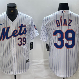 Men's New York Mets #39 Edwin Diaz White Cool Base Stitched Baseball Jersey