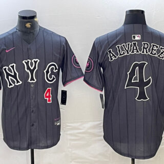 Men's New York Mets #4 Francisco Alvarez Graphite 2024 City Connect Limited Stitched Baseball Jersey