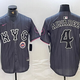 Men's New York Mets #4 Francisco Alvarez Graphite 2024 City Connect Limited Stitched Baseball Jersey