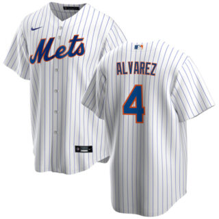 Men's New York Mets #4 Francisco Alvarez White Cool Base Stitched Baseball Jersey