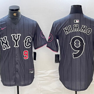 Men's New York Mets #9 Brandon Nimmo Graphite 2024 City Connect Limited Stitched Baseball Jersey