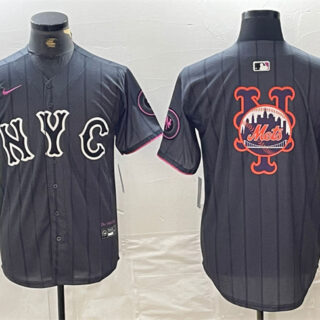 Men's New York Mets Team Big Logo Graphite 2024 City Connect Limited Stitched Baseball Jersey