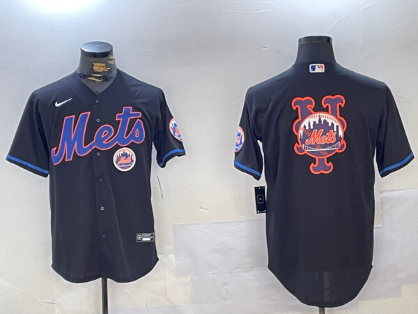 Men's New York Mets Team Big Logo Graphite 2024 City Connect Limited Stitched Baseball Jerseys