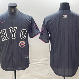 Men's New York Mets Team Big Logo Graphite 2024 City Connect Limited Stitched Baseball Jersey1