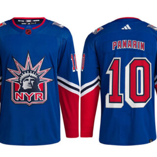 Men's New York Rangers #10 Artemi Panarin Blue 2022 Reverse Retro Stitched Jersey