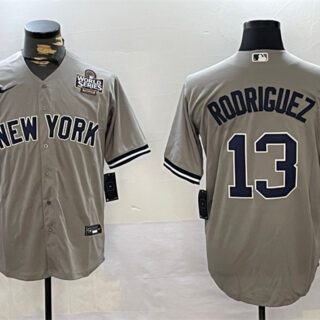 Men's New York Yankees #13 Alex Rodriguez Grey 2024 World Series Cool Base Stitched Baseball Jersey