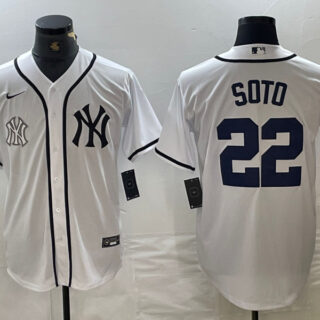 Men's New York Yankees #22 Juan Soto White Cool Base Stitched Baseball Jersey
