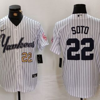 Men's New York Yankees #22 Juan Soto White Cool Base Stitched Baseball Jerseys
