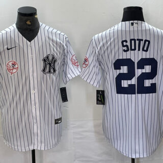 Men's New York Yankees #22 Juan Soto White Cool Base Stitched Baseball Jersey