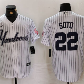 Men's New York Yankees #22 Juan Soto White Cool Base Stitched Baseball Jersey