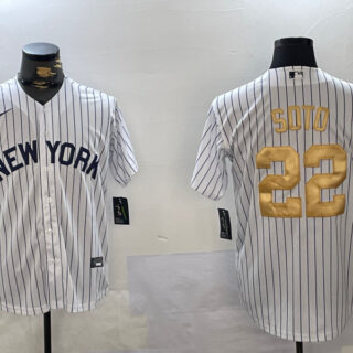 Men's New York Yankees #22 Juan Soto White Pinstripe Fashion Cool Base Jerseys