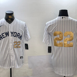 Men's New York Yankees #22 Juan Soto White Pinstripe Without Name Fashion Cool Base Jerseys
