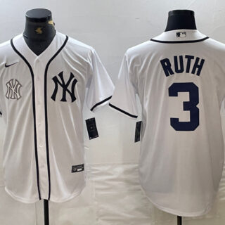 Men's New York Yankees #3 Babe Ruth White Cool Base Stitched Baseball Jersey