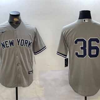 Men's New York Yankees #36 Clarke Schmidt Grey Cool Base Stitched Baseball Jersey