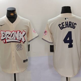 Men's New York Yankees #4 Lou Gehrig The Bronx Graffiti V2 Vapor Limited Stitched Baseball Jerseys