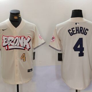 Men's New York Yankees #4 Lou Gehrig The Bronx Graffiti V2 Vapor Limited Stitched Baseball Jersey