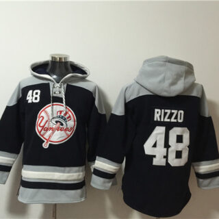 Men's New York Yankees #48 Anthony Rizzo Black Grey Ageless Must-Have Lace-Up Pullover Hoodie